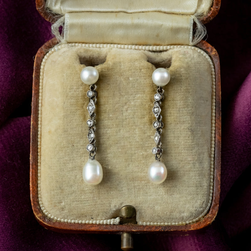 18kt Gold 0.59 CTW Freshwater Pearl And Diamond Drop Earrings | Ritani