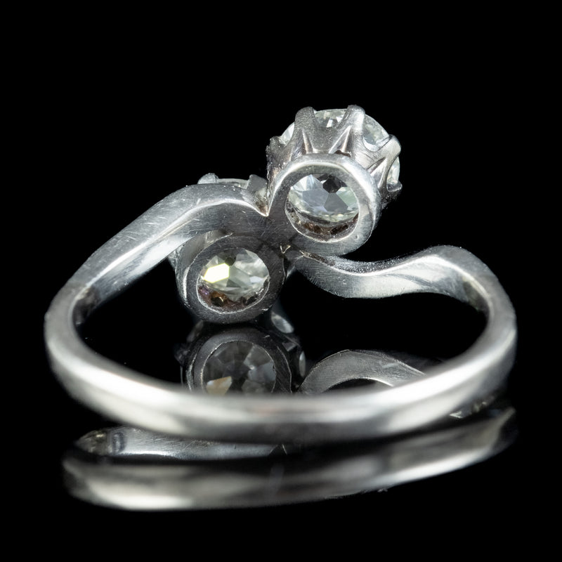 Antique Art Deco Toi Et Moi Diamond Twist Ring 1.5ct Of Diamond 