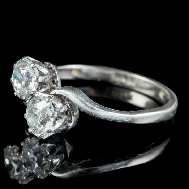Antique Art Deco Toi Et Moi Diamond Twist Ring 1.5ct Of Diamond 