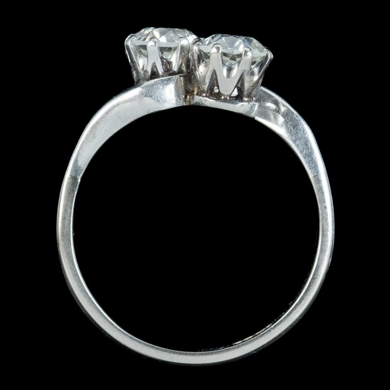 Antique Art Deco Toi Et Moi Diamond Twist Ring 1.5ct Of Diamond 