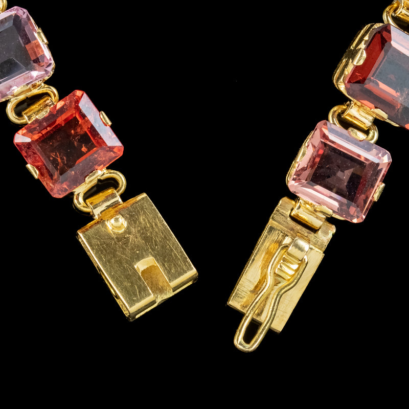 Antique Art Deco Gemstone Bracelet 18ct Gold 