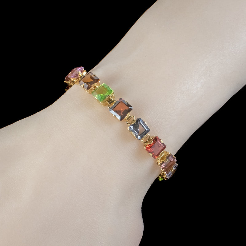 Antique Art Deco Gemstone Bracelet 18ct Gold 