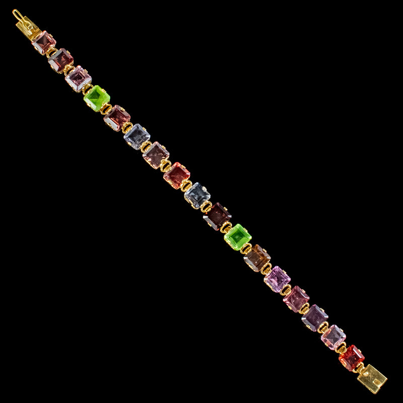 Antique Art Deco Gemstone Bracelet 18ct Gold 