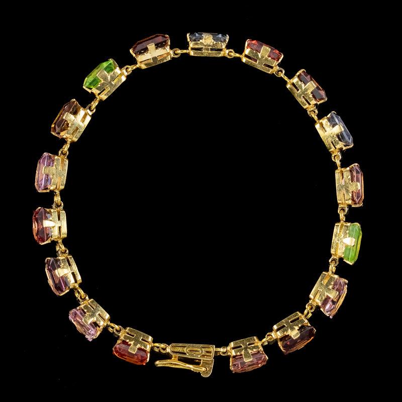 Antique Art Deco Gemstone Bracelet 18ct Gold 
