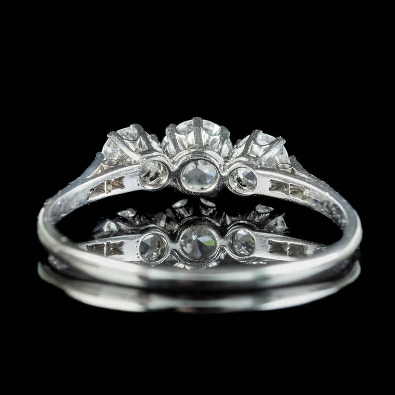 Antique Diamond Trilogy Ring 0.90ct Of Diamond 