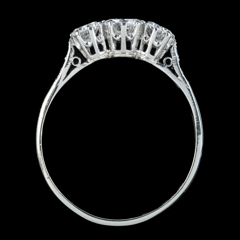 Antique Diamond Trilogy Ring 0.90ct Of Diamond 
