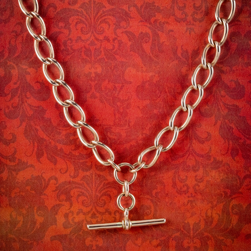 Antique Edwardian 9ct Gold Albert Chain Necklace 
