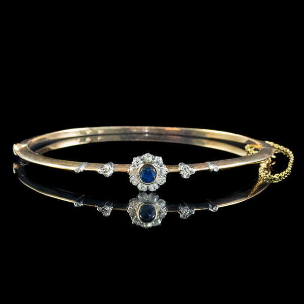 Antique Edwardian Austro-Hungarian Sapphire Diamond Daisy Bangle 