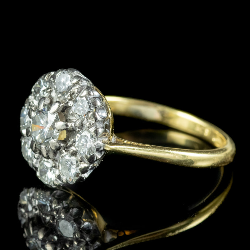 Antique Edwardian Diamond Cluster Ring 1.3ct Of Diamond