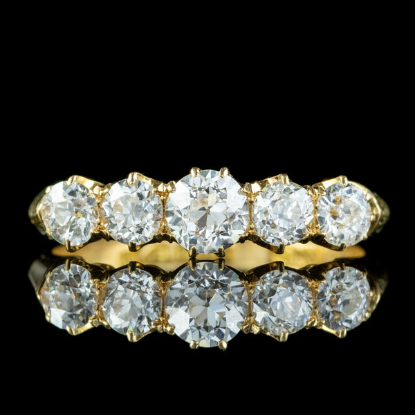 Antique Edwardian Diamond Five Stone Ring 1.4ct Diamond Dated 1909