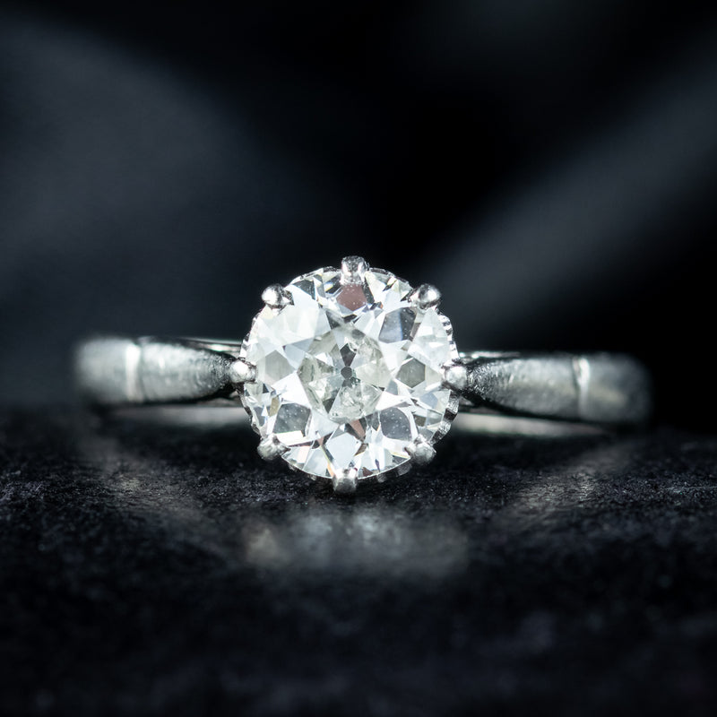 Antique Edwardian Diamond Solitaire Ring 1.2ct Diamond 