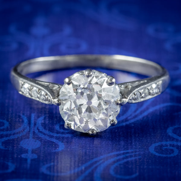 Antique Edwardian Diamond Solitaire Ring 1.46ct Diamond Circa 1910