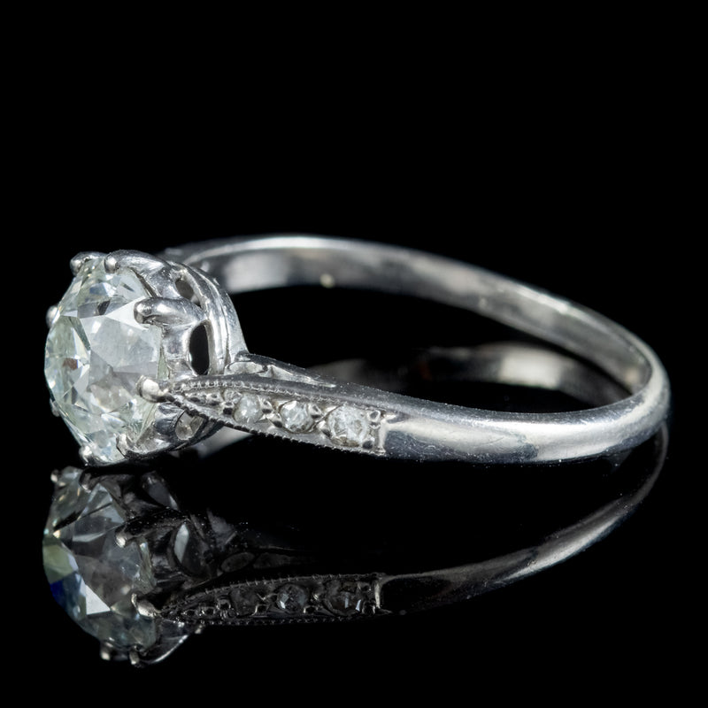 Antique Edwardian Diamond Solitaire Ring 1.46ct Diamond Circa 1910