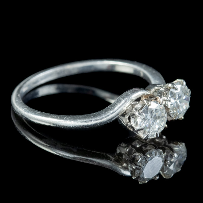 Antique Edwardian Diamond Toi Et Moi Ring 1ct Of Diamond 