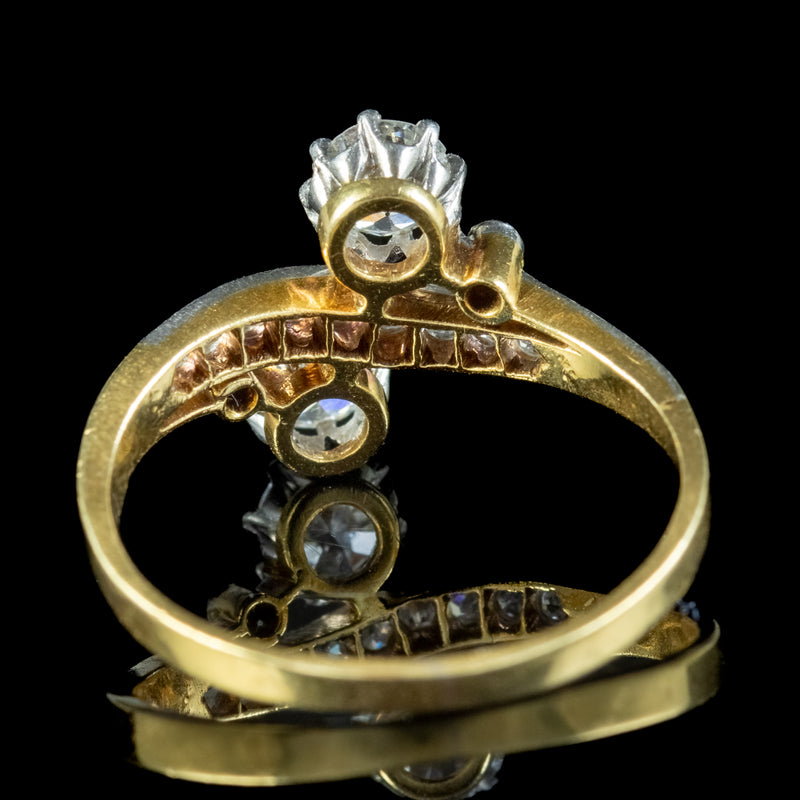 Antique Edwardian Diamond Toi Et Moi Ring 1.30ct Of Diamond