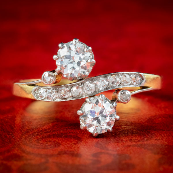 Antique Edwardian Diamond Toi Et Moi Ring 1.30ct Of Diamond