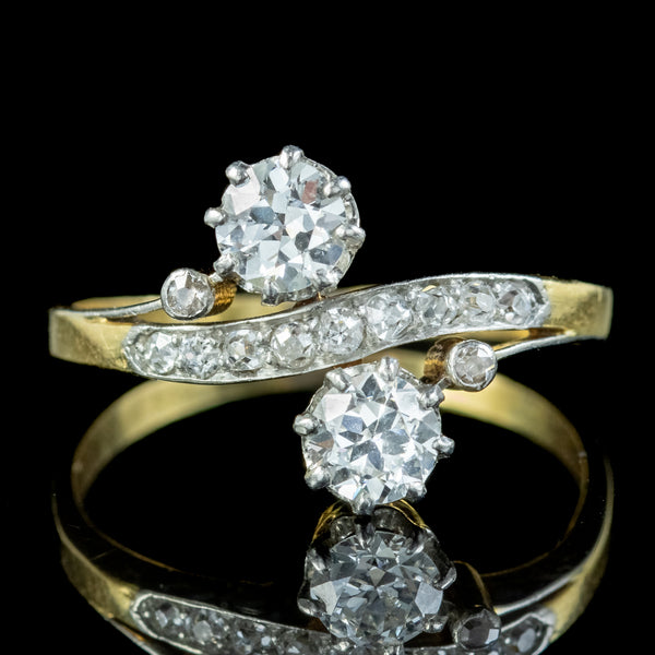 Antique Edwardian Diamond Toi Et Moi Ring 1.30ct Of Diamond