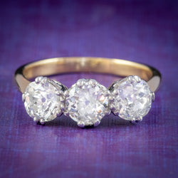 Antique Edwardian Diamond Trilogy Ring 18ct Gold Platinum 2.30ct Of Diamond Circa 1905