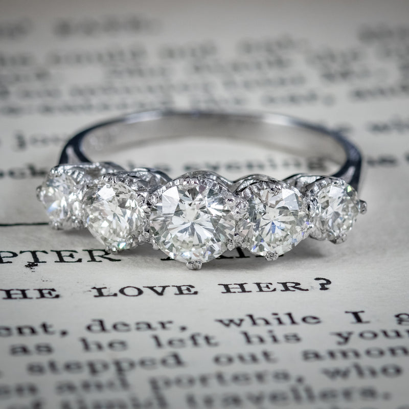 Antique Edwardian Five Stone Diamond Ring 2.36Ct Diamond Circa 1905 Antique Jewellery Online