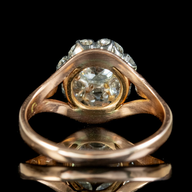 Antique Edwardian French Diamond Cluster Ring 2.35ct Of Diamond Circa 1905