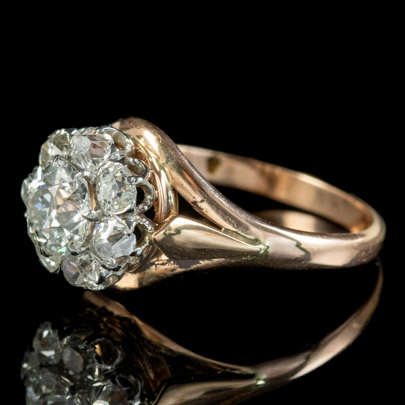 Antique Edwardian French Diamond Cluster Ring 2.35ct Of Diamond Circa 1905