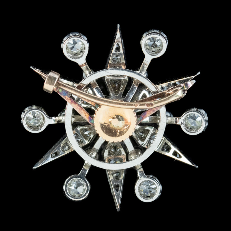 Antique Edwardian French Diamond Star Brooch 2.3ct Of Diamond 
