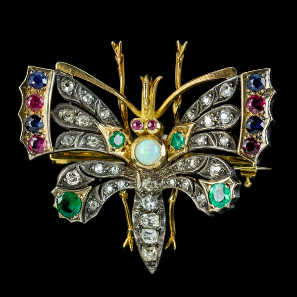 Antique Edwardian Gemstone Butterfly Brooch Circa 1905 Boxed