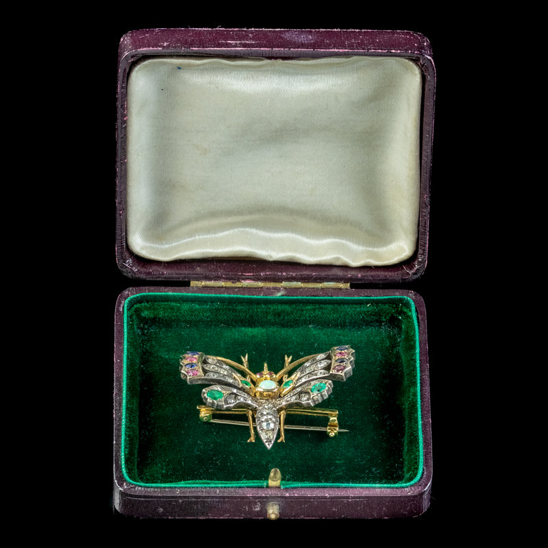 Antique Edwardian Gemstone Butterfly Brooch Circa 1905 Boxed