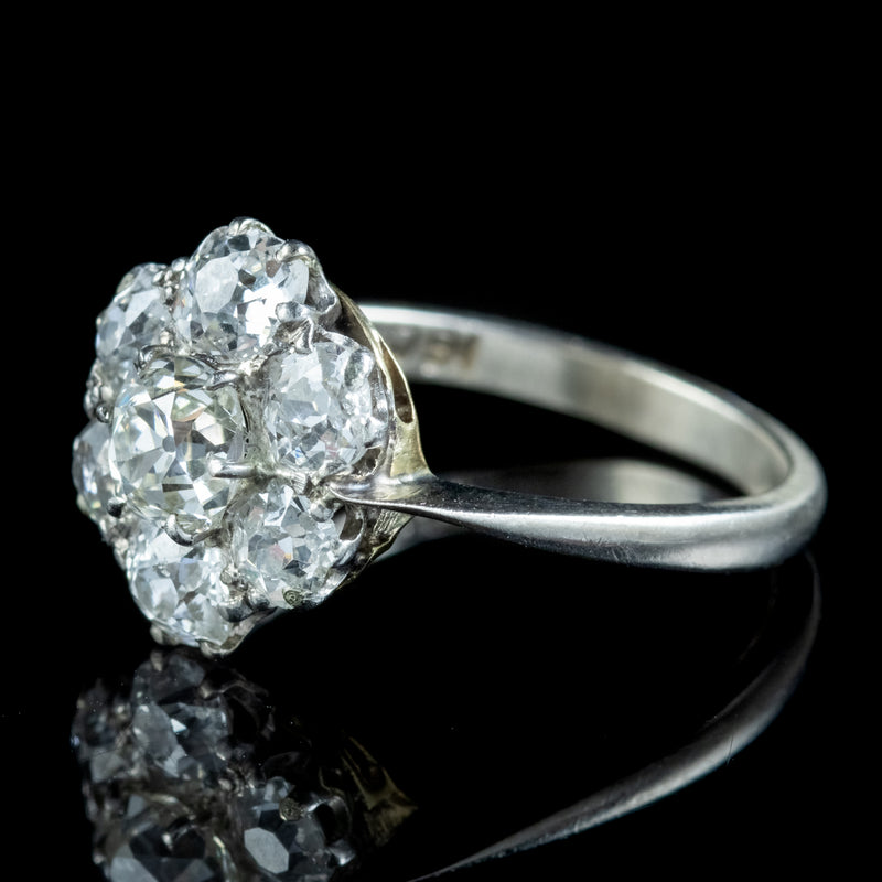 Antique Edwardian Old Cut Diamond Cluster Ring 2.20ct Diamond Circa 1905