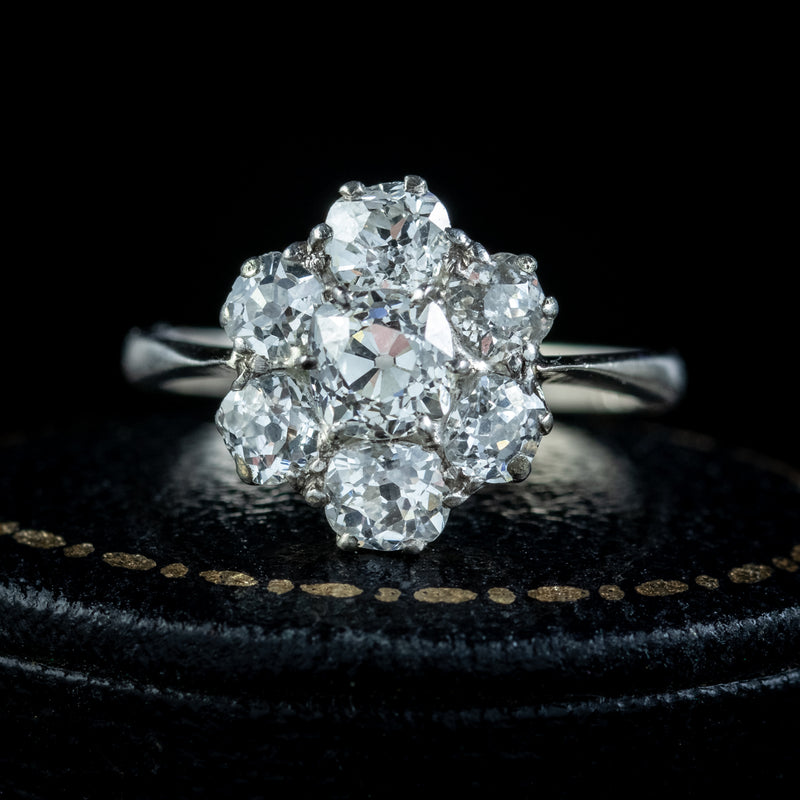 Antique Edwardian Old Cut Diamond Cluster Ring 2.20ct Diamond Circa 1905