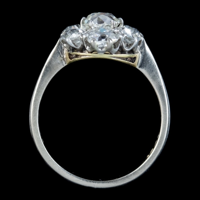 Antique Edwardian Old Cut Diamond Cluster Ring 2.20ct Diamond Circa 1905