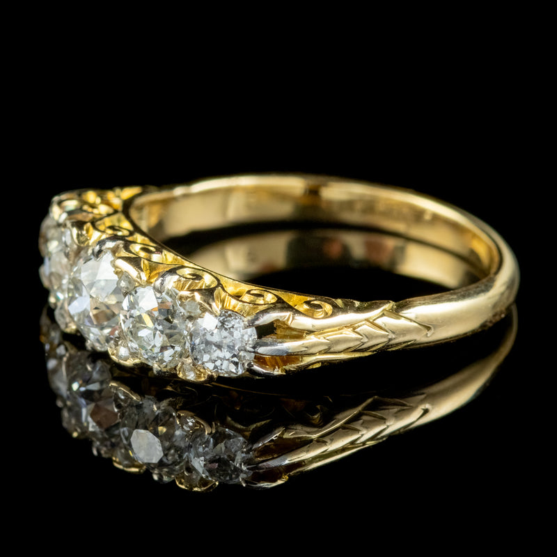 Antique Edwardian Old Cut Diamond Ring 18ct Gold Platinum 2ct Of Diamond Circa 1901