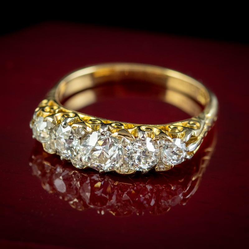 Antique Edwardian Old Cut Diamond Ring 18ct Gold Platinum 2ct Of Diamond Circa 1901