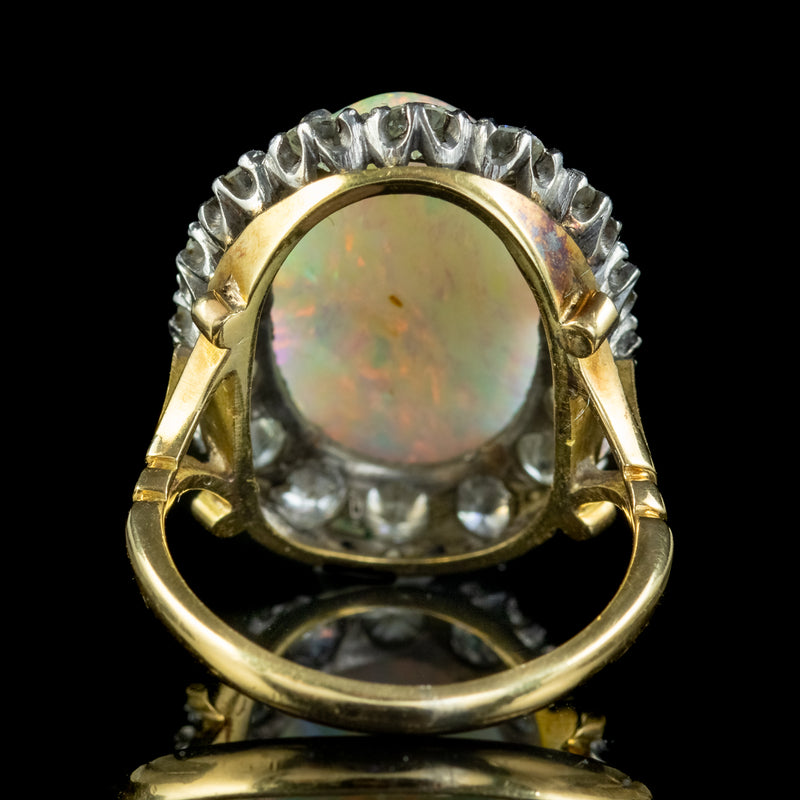 Antique Edwardian Opal Diamond Cluster Ring 10ct Opal