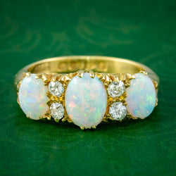 Antique Edwardian Opal Diamond Ring 2.4ct Opal Dated 1906