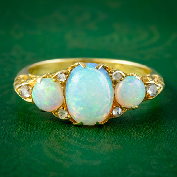 Antique Edwardian Opal Diamond Ring 2.5ct Of Opal 