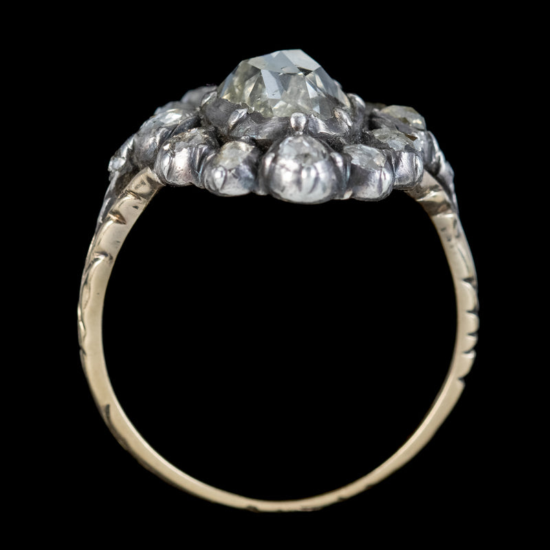 Antique Dutch Georgian Revival Diamond Cluster Ring 3ct Of Diamond