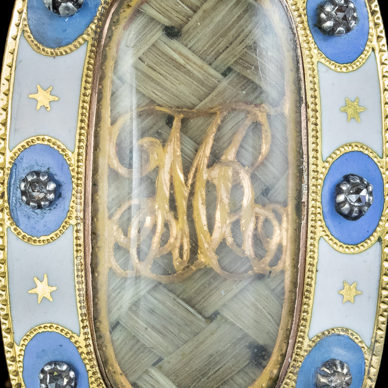 Antique Georgian Diamond Enamel Mourning Ring 