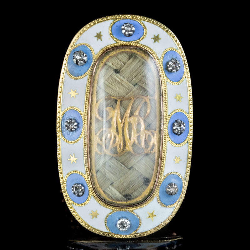 Antique Georgian Diamond Enamel Mourning Ring 