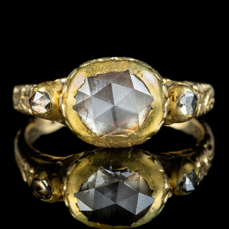 Antique Georgian Diamond Trilogy Ring 1.80Ct Rose Cut Circa 1780 Antique Jewellery Online