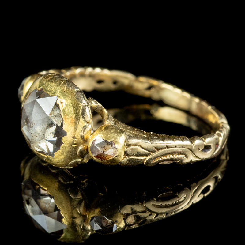 Antique Georgian Diamond Trilogy Ring 1.80ct Rose Cut Circa 1780