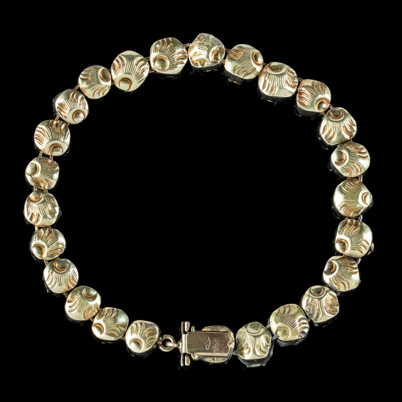 Antique Georgian French Rose Cut Diamond Bracelet Silver Gold Circa 1780