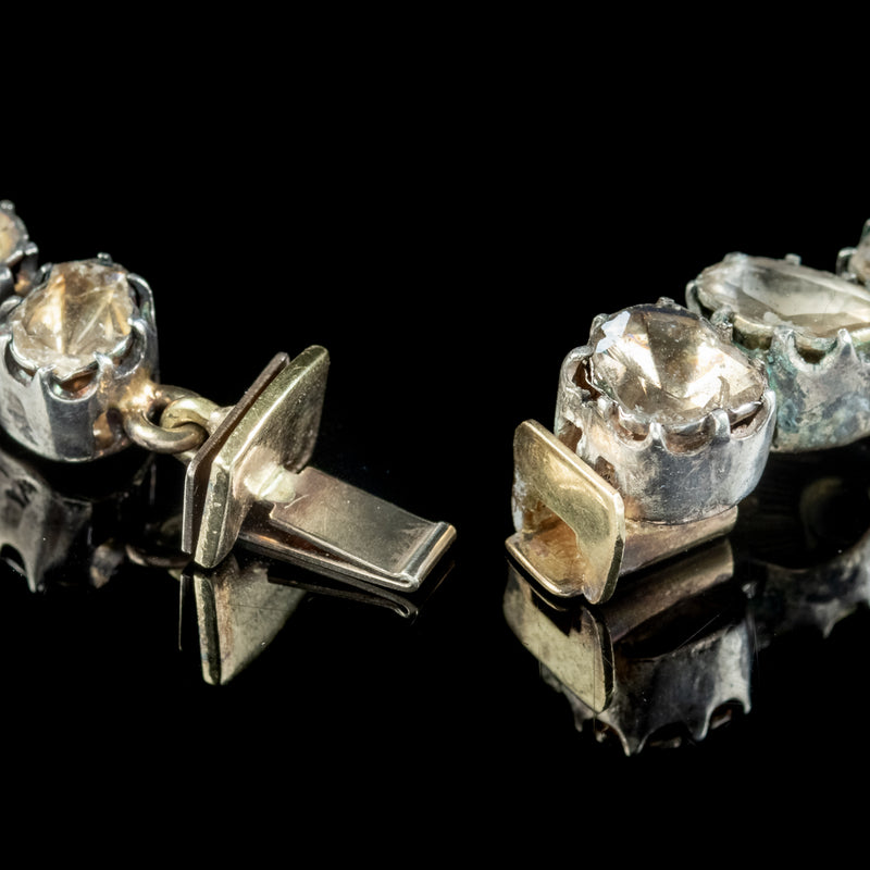 Antique Georgian French Rose Cut Diamond Bracelet Silver Gold Circa 1780