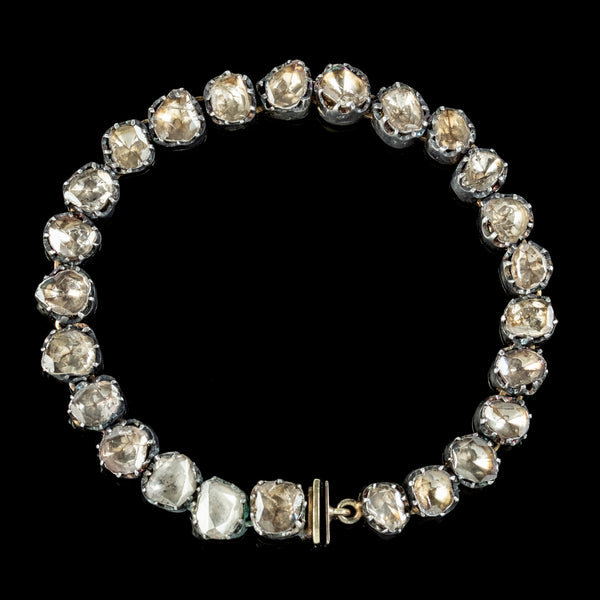 Antique Georgian French Rose Cut Diamond Bracelet Silver Gold Circa 1780