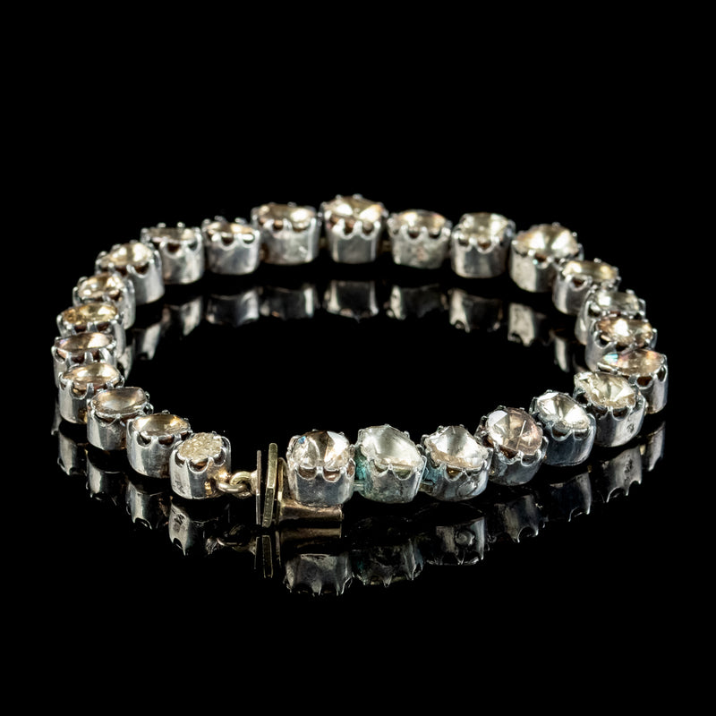 Antique Georgian French Rose Cut Diamond Bracelet Silver Gold Circa 1780