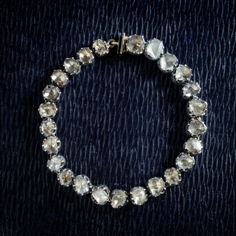 Antique Georgian French Rose Cut Diamond Bracelet Silver Gold Circa 1780