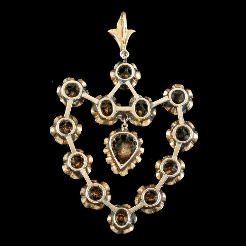Antique Georgian French Rose Cut Diamond Pendant 18ct Gold 3ct Diamond