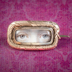 Antique Georgian Lovers Eye Miniature Snake Brooch 18ct Gold