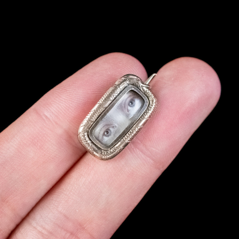 Antique Georgian Lovers Eye Miniature Snake Brooch 18ct Gold