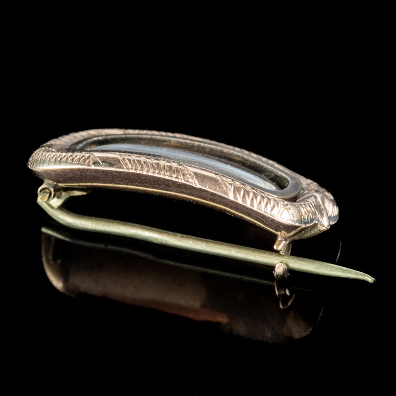 Antique Georgian Lovers Eye Miniature Snake Brooch 18ct Gold